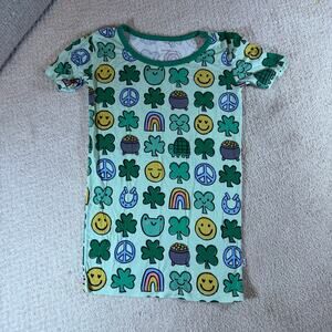 Little Sleepies St Patrick’s Day Bamboo Pajama Set Shamrocks Rainbows Size 9/10